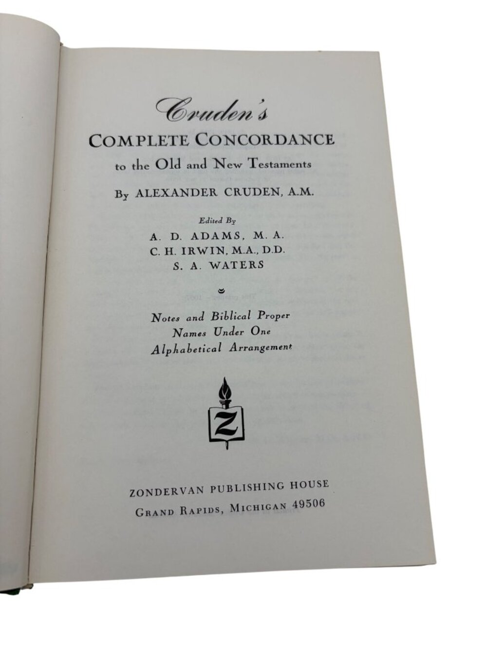 Cruden's Complete Concordance Bible Dictionary 1967 Zondervan HC Index Vintage